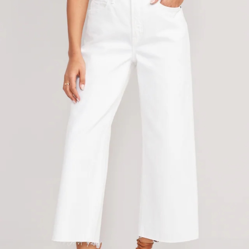 High waisted Wide leg cropped jeans